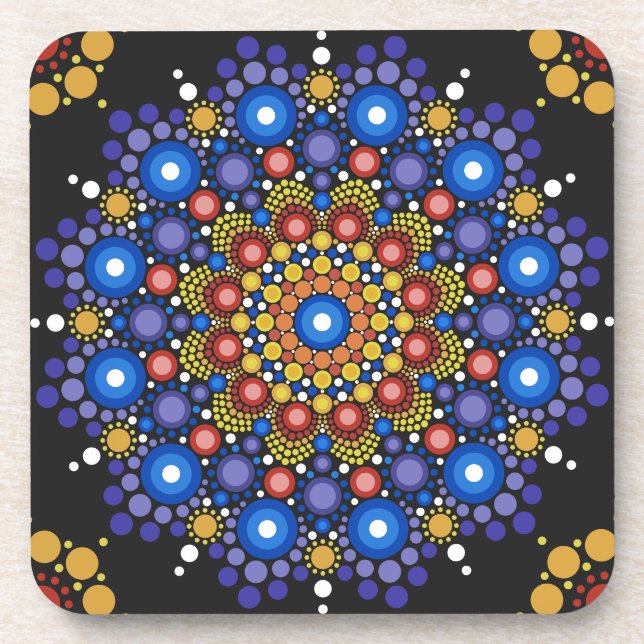 Posavasos Arte Fractal Floral Dotado Retro Mandala (Frente)