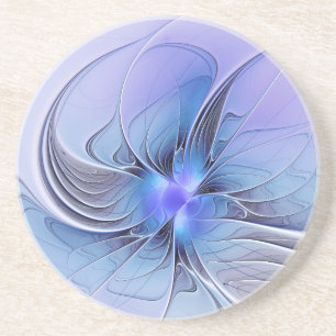 Posavasos Arte fractal moderno abstracto lavanda azul