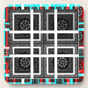 Posavasos Arte Gráfico de Cuadros Chic Negro, Blanco y Rojo