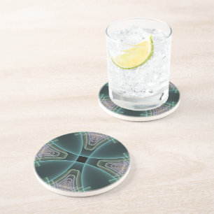 Posavasos Arte gráfico geométrico fractal teal moderno