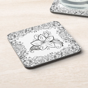 Posavasos Arte Gráfico Monocromo, Flor Hermosa