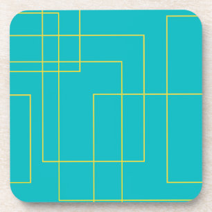 Posavasos Arte gráfico urbano azul moderno, simple, mínimo