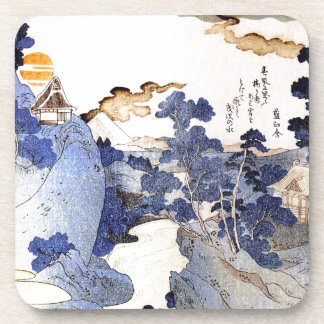 Posavasos Arte japonés azul del vintage