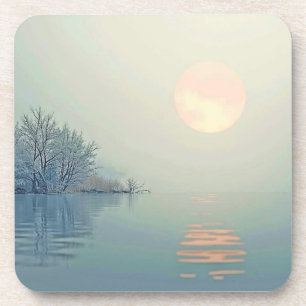 Posavasos Arte matutino pacífico de invierno