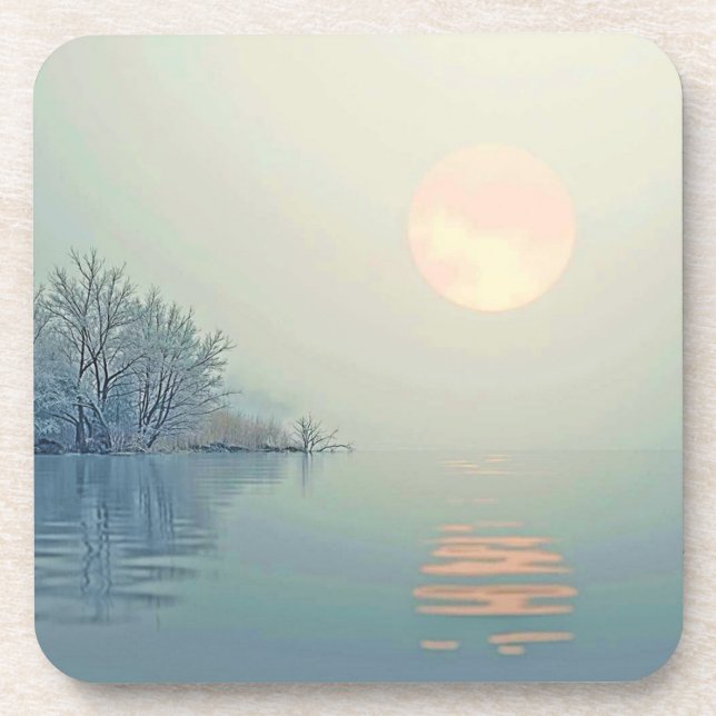Posavasos Arte matutino pacífico de invierno (Frente)