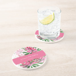 Posavasos Arte original de acuarela con monograma de flores
