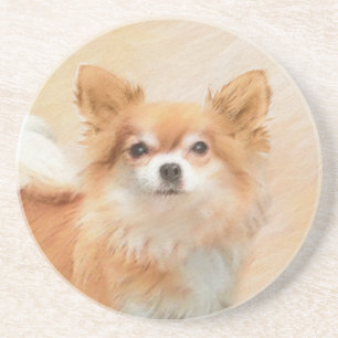 Posavasos Arte original de la pintura de perro de Chihuahua,