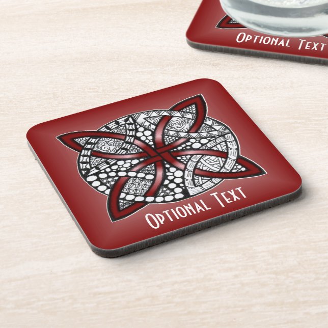 Posavasos Arte original de Red Celtic Knot (Lado Izquierdo)