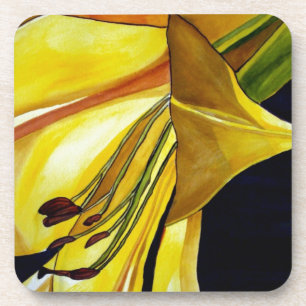 Posavasos Arte original del amarillo Golden Splendor lirio