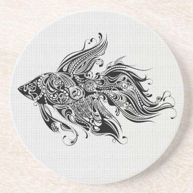 Posavasos Arte Ornate-Tattoo negro y blanco (Frente)