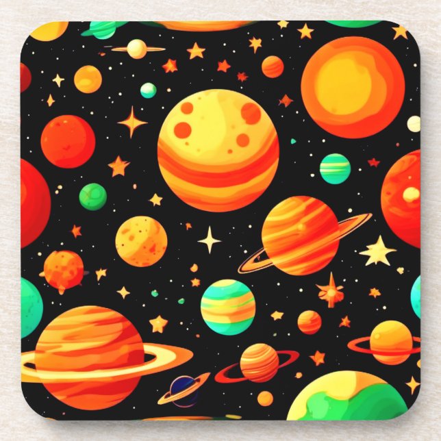 Posavasos Arte Personalizado cósmico con tonos cálidos (Frente)