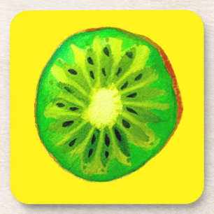 Posavasos Arte pop color de la fruta kiwi brillante agua ori