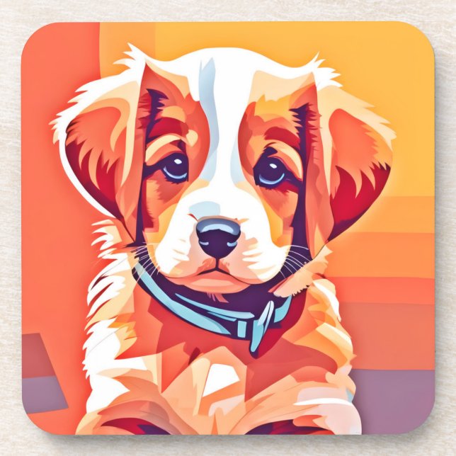 Posavasos Arte pop de cachorro curado (Frente)