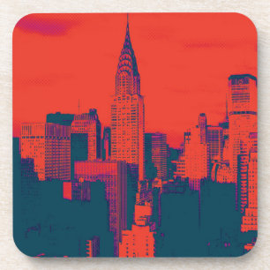 Posavasos Arte pop de estilo retro rojo punteado en Nueva Yo
