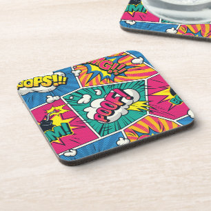 Posavasos Arte Pop de Libros de Cómic Retro Onomatopeya Bebi