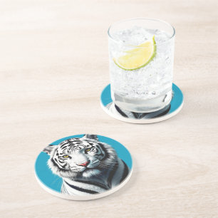 Posavasos Arte pop del tigre blanco - Gato salvaje fuerte y 