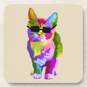 Posavasos Arte pop gato genial gato kitty cat arte
