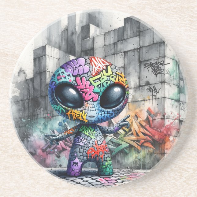 Posavasos Arte Pop Graffiti Alien (Frente)