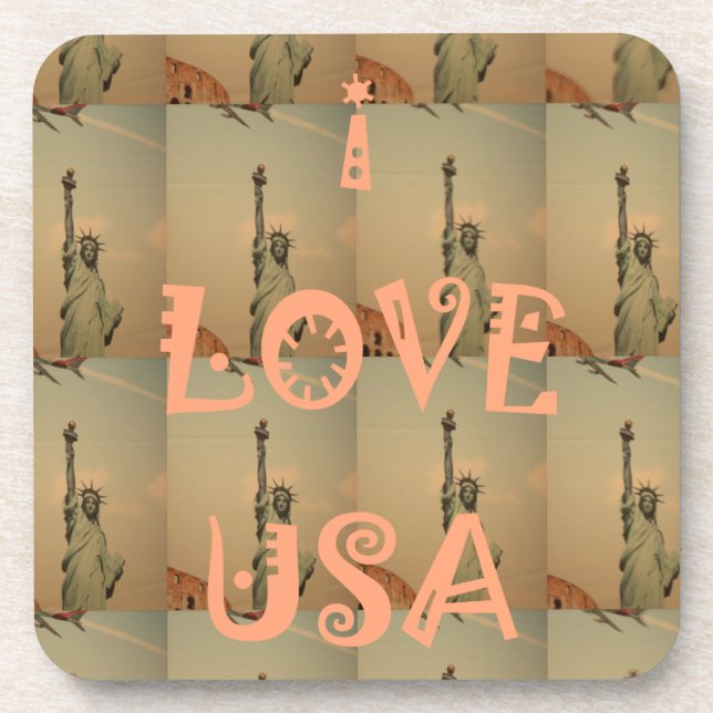Posavasos Arte pop patriótico: Diseño de arte gráfico "I Lov (Frente)