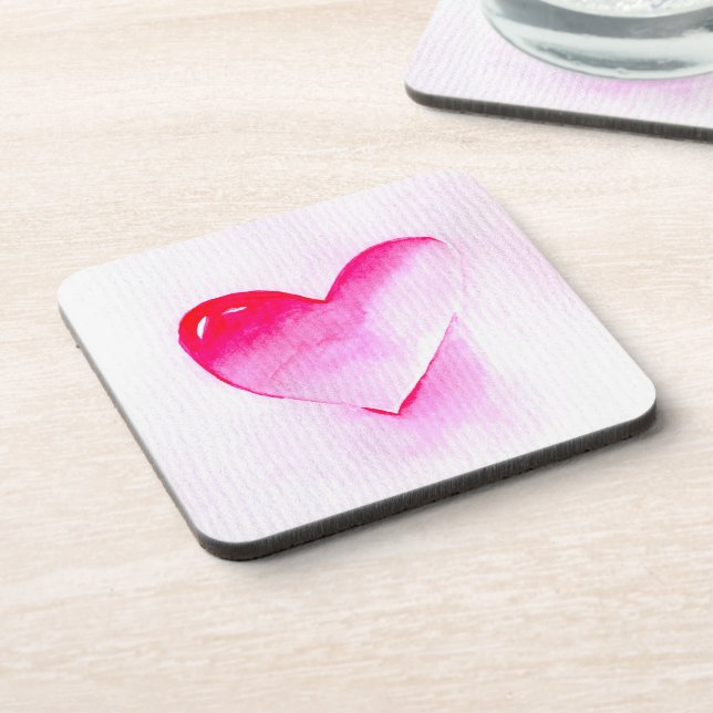 Posavasos Arte pop rosa de corazón valentino (Lado Izquierdo)
