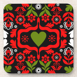 Posavasos Arte popular de flores abstractas boho