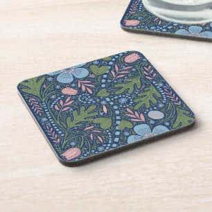 Posavasos Arte popular floral elegante patrón botánico vinta