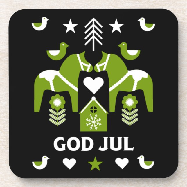 Posavasos Arte popular sueco de God Jul (Frente)