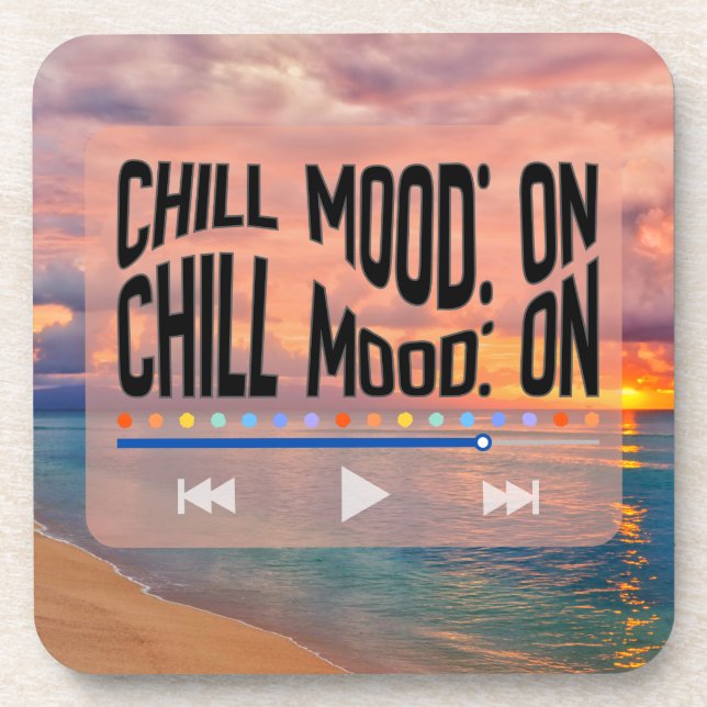 Posavasos Arte Retro de Playa con Ambiente Relajado (Frente)
