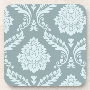 Posavasos Arte Rococó Damask I Azul Huevo de Pato+Verde Teal