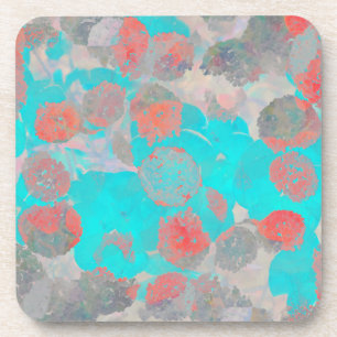 Posavasos Arte rojo azul de estampado floral/floral romántic