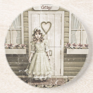 Posavasos Arte Shabby Chic de Niña en Cabaña Vintage