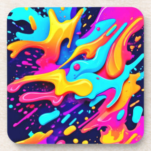 Posavasos Arte vibrante de caos de color