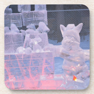 Posavasos Artista que se divierte de la escultura de hielo