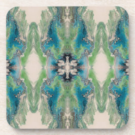 Posavasos Artistic Fluid Abstract in Aqua & Green