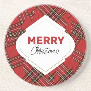 Posavasos Artístico Feliz Navidad Cuadros Rojos