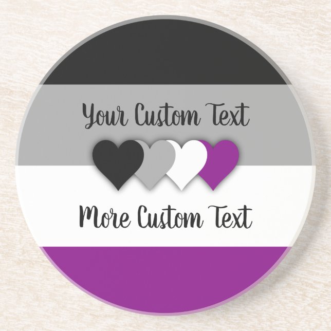 Posavasos Asexuality pride flag with hearts coaster (Frente)
