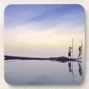 Posavasos Asia, Birmania, (Myanmar) Barco pesquero reflejado