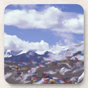 Posavasos Asia, China, Tibet, paso de Tangla. Banderas de or