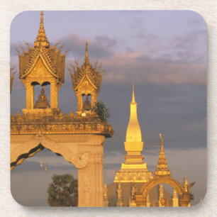 Posavasos Asia, Laos, Vientiane. Templo de That Luang.
