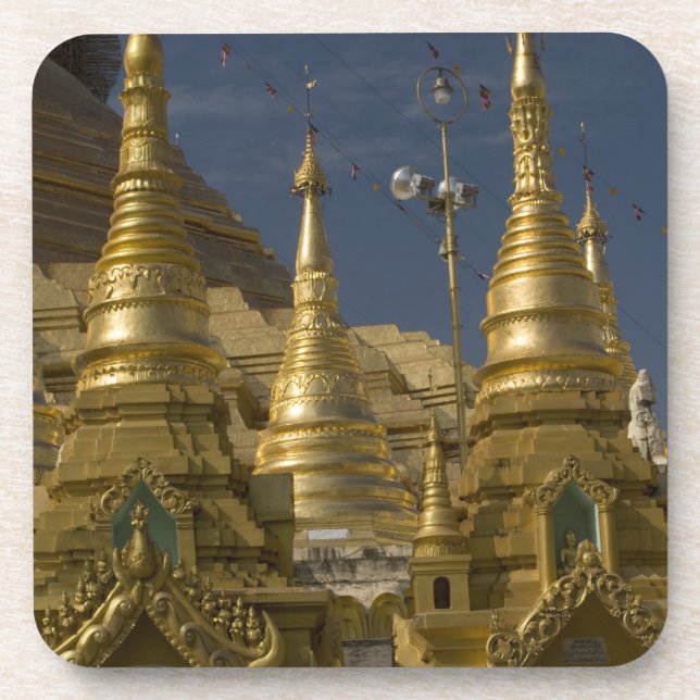 Posavasos Asia, Myanmar, Rangún. Stupa dorada de Shwedagon (Frente)