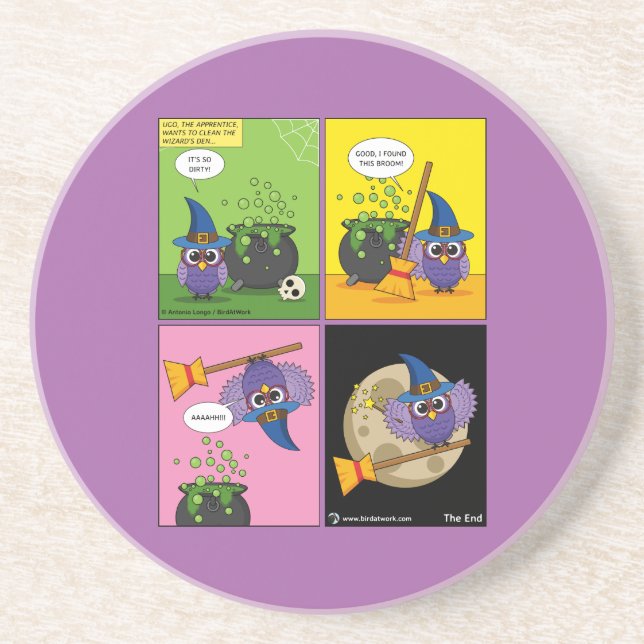 Posavasos Asistente para aprendices - Cómic de limpieza (Frente)