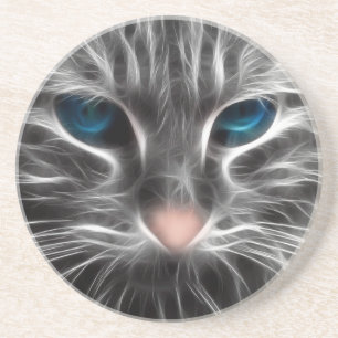 Posavasos Asombrosa cara de gato de ojos azules