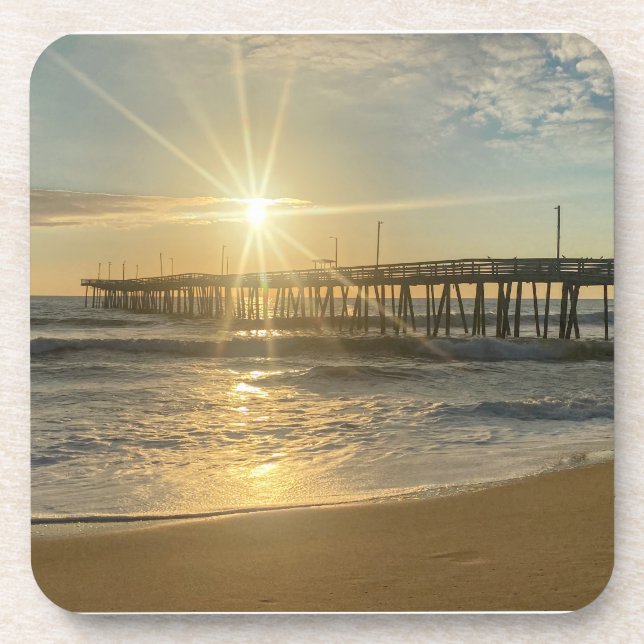 Posavasos Asombroso amanecer en Virginia Beach Pier - Sunbur (Frente)