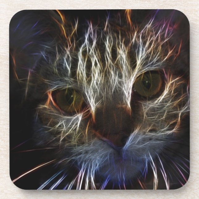Posavasos Asombroso arte facial de gato, hecho de luz - góti (Frente)