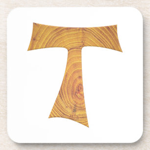 Posavasos Aspecto de madera Cruz Tau Franciscana