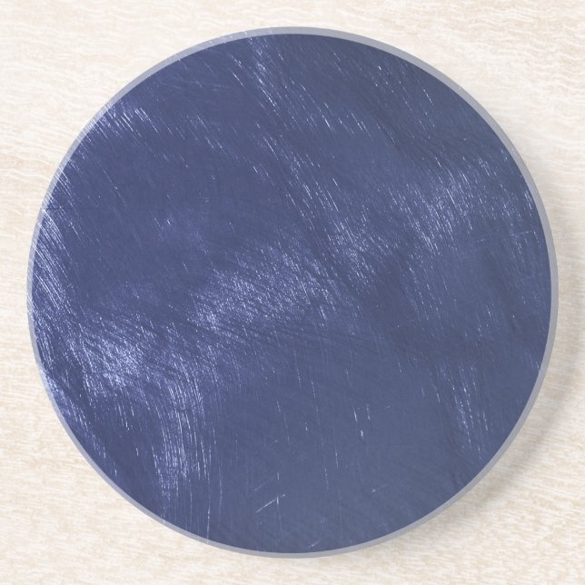 Posavasos Aspecto metálico de acero cepillado brillante azul (Frente)