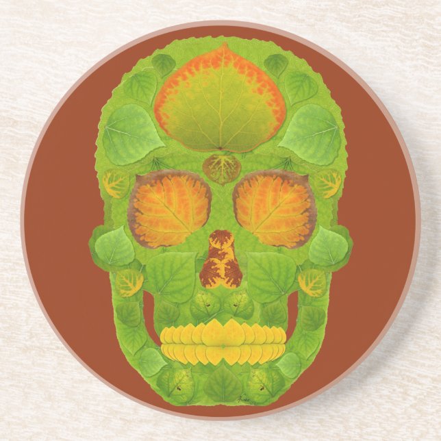 Posavasos Aspen Leaf Skull 10 (Frente)