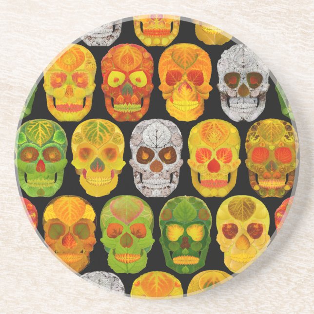 Posavasos Aspen Leaf Skulls sin fisuras patrón 2018 (Frente)