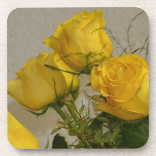 Posavasos Astillas de plástico duro de rosa amarillo con res