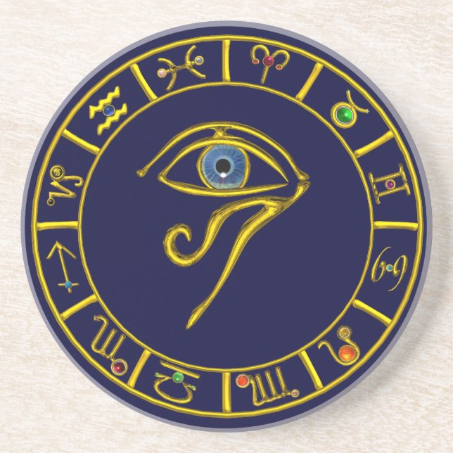 Posavasos ASTRAL HORUS EYE,Astrología AZUL TALISMAN (Frente)